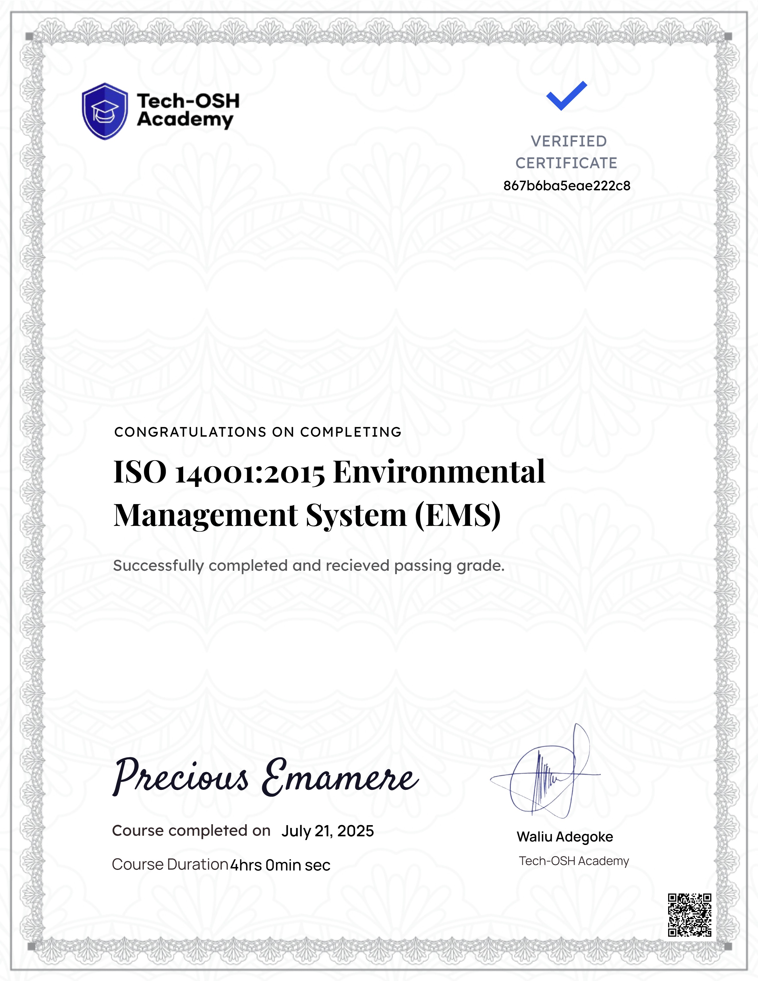 ISO 14001:2015 Environmental Management System (EMS) Awareness